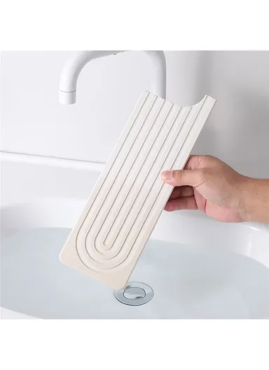 2Pcs Set U Shape Sink Mat Water Absorbent Diatomite Quick Drying Pad for Faucet Base Washbasin - Contour Dark Grey