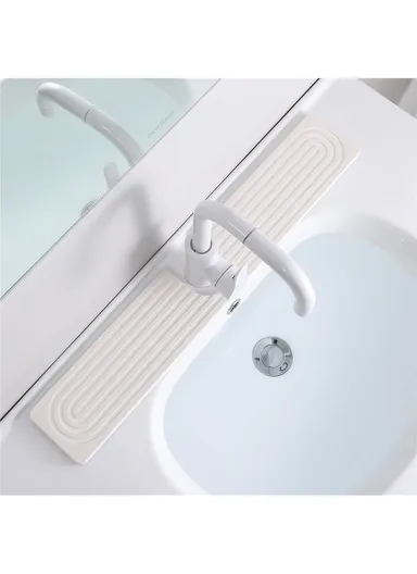 2Pcs Set U Shape Sink Mat Water Absorbent Diatomite Quick Drying Pad for Faucet Base Washbasin - Contour Dark Grey