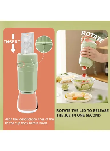 Twist Ice Maker Cup Rotating Ice Cube Mold for Drinks, without Dust Cover 081 - Peach