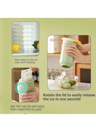 Twist Ice Maker Cup Rotating Ice Cube Mold for Drinks, without Dust Cover 081 - Green