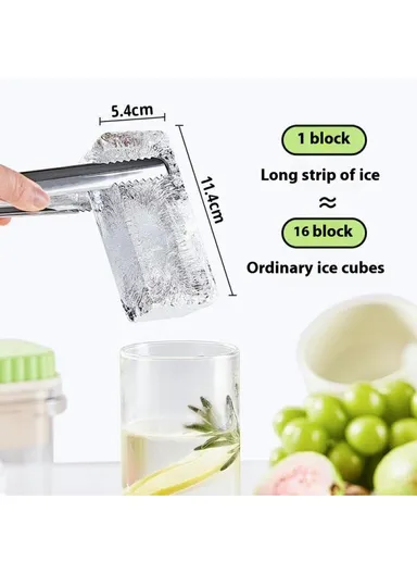 Double Layer Ice Cube Tray with Press Release Ice Mold Storage Container with Ice Tongs - Green+4 Grids Tray