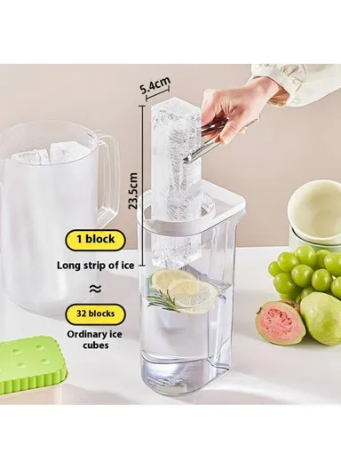 Double Layer Ice Cube Tray with Press Release Ice Mold Storage Container with Ice Tongs - Green+2 Grids Tray