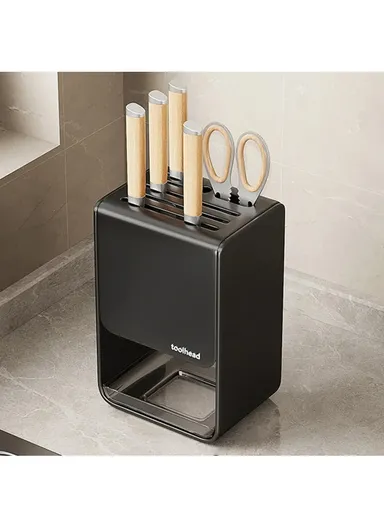 Knife Block Organizer Kitchen Countertop Cutlery Storage Rack Fork Spoon Holder D01 - Black