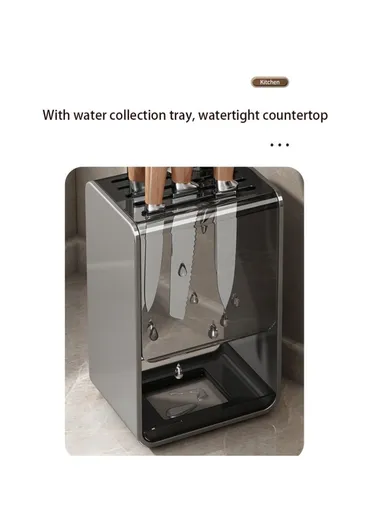 Knife Block Organizer Kitchen Countertop Cutlery Storage Rack Fork Spoon Holder D01 - Black