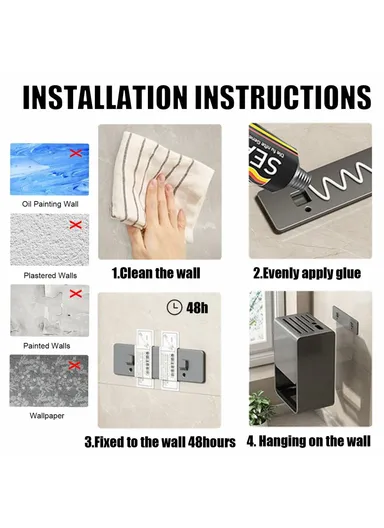 D01 Dual Use Knife Holder Organizer Wall Mounted Utensil Stand Kitchen Countertop Cutlery Storage Rack - White