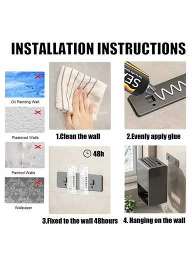 D01 Dual Use Knife Holder Organizer Wall Mounted Utensil Stand Kitchen Countertop Cutlery Storage Rack - Black