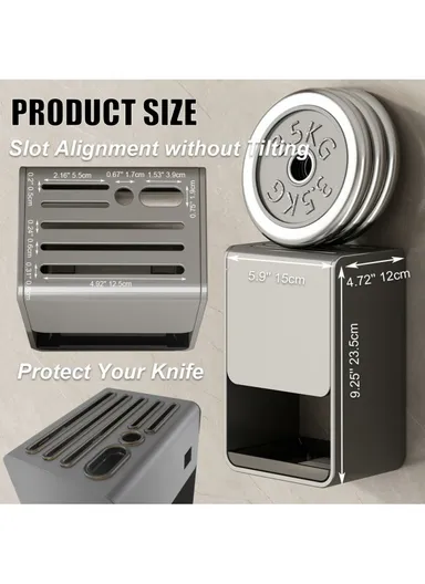 D01 Dual Use Knife Holder Organizer Wall Mounted Utensil Stand Kitchen Countertop Cutlery Storage Rack - Black