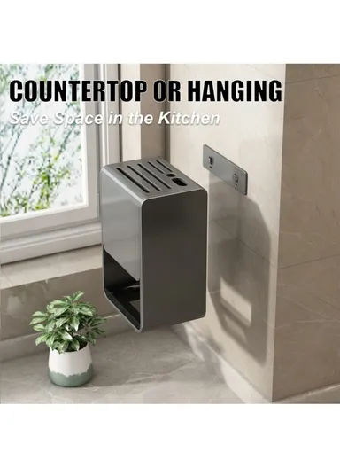 D01 Dual Use Knife Holder Organizer Wall Mounted Utensil Stand Kitchen Countertop Cutlery Storage Rack - Tarnish