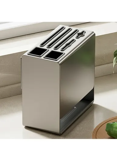 D02 Knife Block Organizer Countertop, Wall Mounted Kitchen Utensil Holder Cutlery Storage Rack Fork Spoon Stand - Tarnish