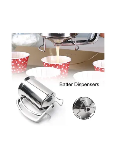 Handheld Stainless Steel Batter Dispenser 900ml Cupcake Batter Funnel Mixing Batter Separator (No FDA) - Siver