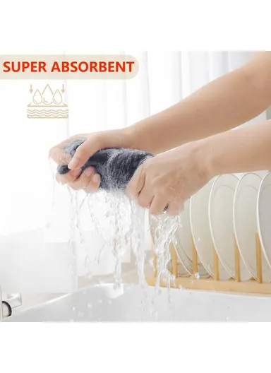 6Pcs Cotton Waffle Weave Kitchen Dish Towels Quick Cleaning Fast Absorbing Rag with Hanging Loop - Dark Purple