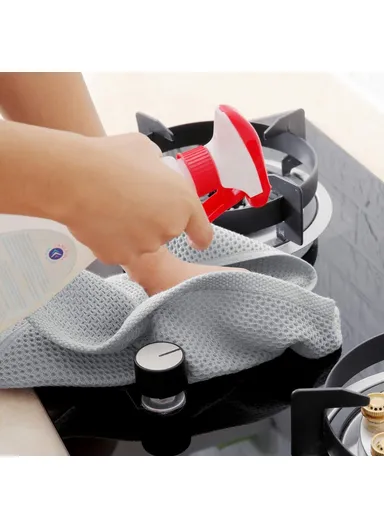 6Pcs Cotton Waffle Weave Kitchen Dish Towels Quick Cleaning Fast Absorbing Rag with Hanging Loop - Light Pink