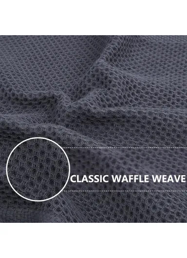 6Pcs Cotton Waffle Weave Kitchen Dish Towels Quick Cleaning Fast Absorbing Rag with Hanging Loop - Yellow