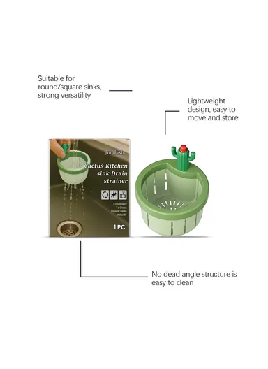 JUE-FISH JU-C09-0130-01 Cactus Shaped Sink Strainer Basket Anti Clog Drainage Kitchen Waste Filter