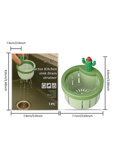 JUE-FISH JU-C09-0130-01 Cactus Shaped Sink Strainer Basket Anti Clog Drainage Kitchen Waste Filter