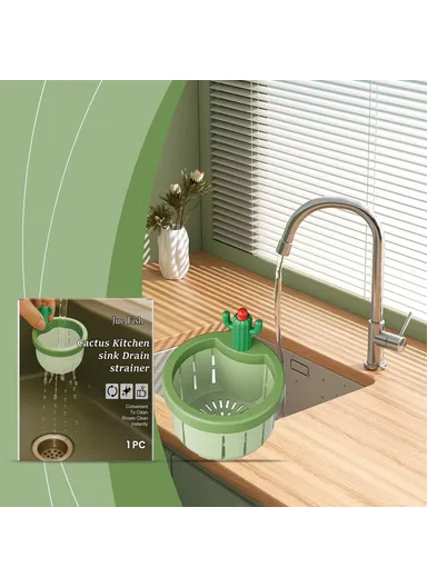 JUE-FISH JU-C09-0130-01 Cactus Shaped Sink Strainer Basket Anti Clog Drainage Kitchen Waste Filter