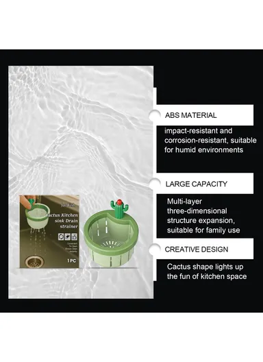 JUE-FISH JU-C09-0130-01 Cactus Shaped Sink Strainer Basket Anti Clog Drainage Kitchen Waste Filter