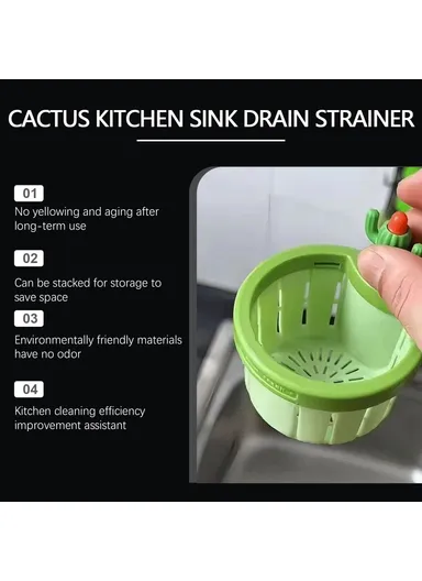 JUE-FISH JU-C09-0130-01 Cactus Shaped Sink Strainer Basket Anti Clog Drainage Kitchen Waste Filter