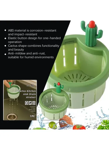 JUE-FISH JU-C09-0130-01 Cactus Shaped Sink Strainer Basket Anti Clog Drainage Kitchen Waste Filter