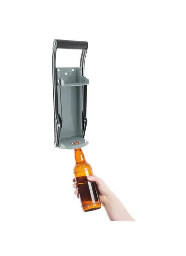 Wall Mounted Home Dispensing Can Crusher Beer &amp; Soda Cans Smasher Bottle, Crushing Recycling Tool with Built-In Bottle Opener - Grey