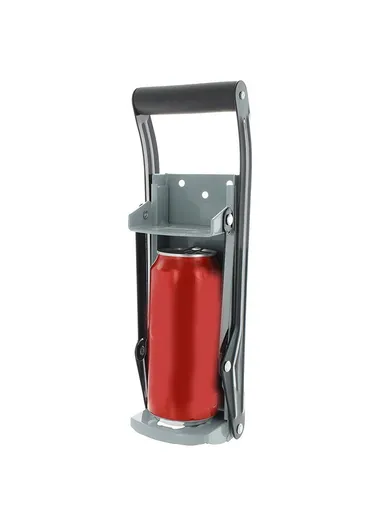 Wall Mounted Home Dispensing Can Crusher Beer &amp; Soda Cans Smasher Bottle, Crushing Recycling Tool with Built-In Bottle Opener - Grey