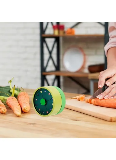 Stainless Steel Kitchen Timer Mechanical Countdown Clock with Magnetic Base for Baking &amp; Time Management - Green