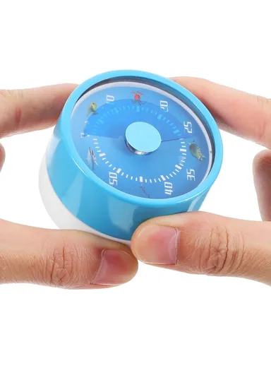 Stainless Steel Kitchen Timer Mechanical Countdown Clock with Magnetic Base for Baking &amp; Time Management - Blue