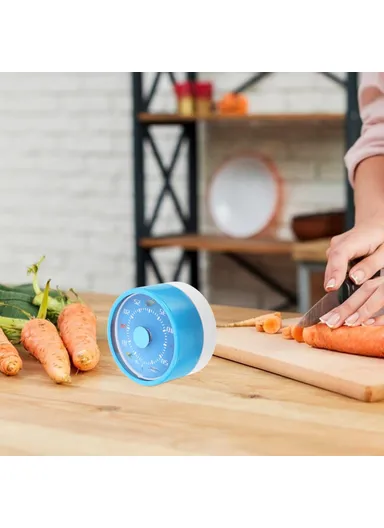 Stainless Steel Kitchen Timer Mechanical Countdown Clock with Magnetic Base for Baking &amp; Time Management - Blue