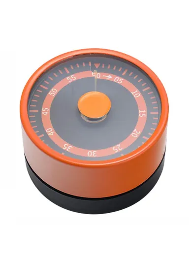 Stainless Steel Kitchen Timer Mechanical Countdown Clock with Magnetic Base for Baking &amp; Time Management - Orange