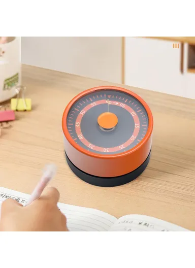 Stainless Steel Kitchen Timer Mechanical Countdown Clock with Magnetic Base for Baking &amp; Time Management - Orange