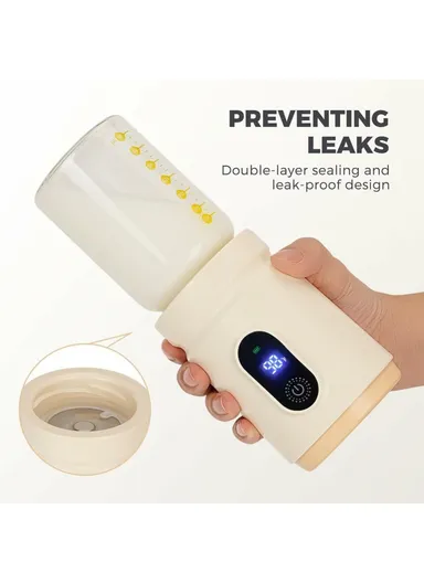 Portable Baby Milk Bottle Warmer Breast Formula Milk 4 Temperature Settings Wireless Travel Heater