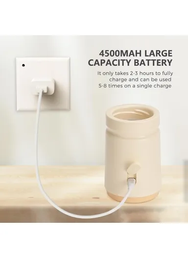 Portable Baby Milk Bottle Warmer Breast Formula Milk 4 Temperature Settings Wireless Travel Heater