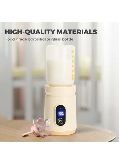 Portable Baby Milk Bottle Warmer Breast Formula Milk 4 Temperature Settings Wireless Travel Heater