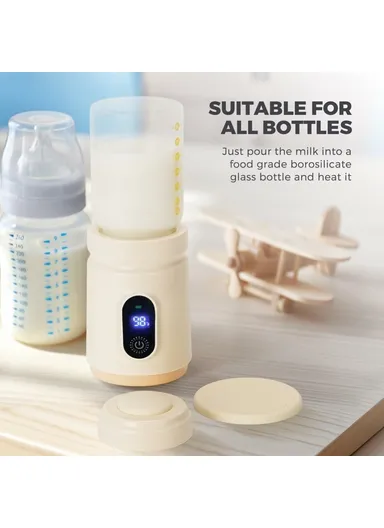 Portable Baby Milk Bottle Warmer Breast Formula Milk 4 Temperature Settings Wireless Travel Heater