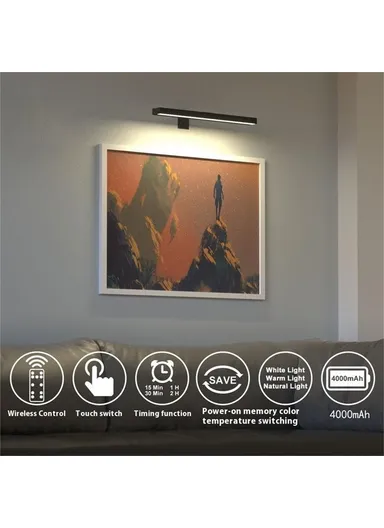 30cm Square Magnetic Bathroom Mirror Light Remote Control 3 Color Temperatures Dimmable Picture Light - Gold