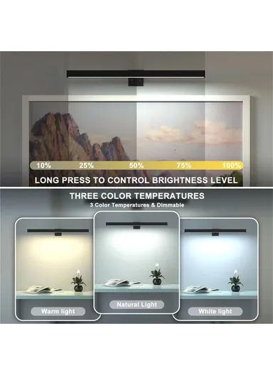 30cm Square Magnetic Bathroom Mirror Light Remote Control 3 Color Temperatures Dimmable Picture Light - Black