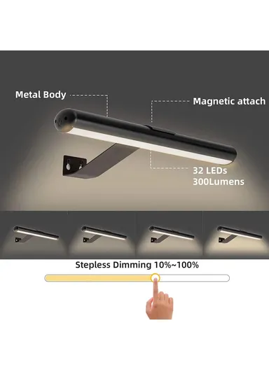 32cm Oval Magnetic Bathroom Mirror Light 3 Color Temperatures Picture Lamp with Remote