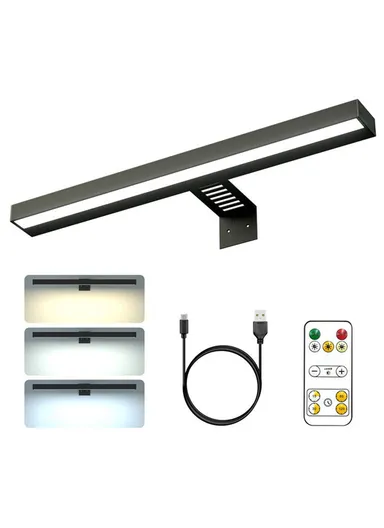 40cm Square Magnetic Bathroom Mirror Light Remote Control 3 Color Temperatures Dimmable Picture Light - Black