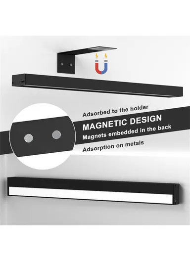 40cm Square Magnetic Bathroom Mirror Light Remote Control 3 Color Temperatures Dimmable Picture Light - Black