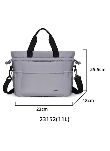 11L Nylon Lunch Bag Insulated Tote for Work Travel Lightweight Portable Multi-Layer Storage Bag - Light Grey
