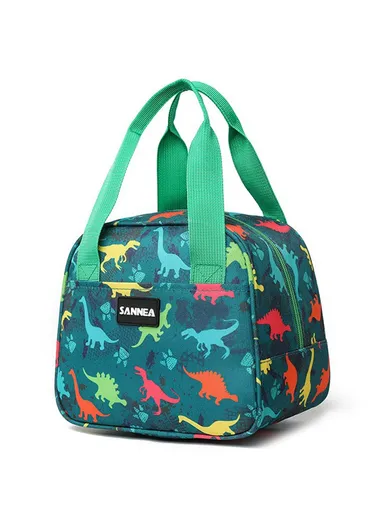 6L Insulated Lunch Bag for Kids Cartoon Design Portable Cooler Tote Oxford Fabric Pouch - Dinosaur