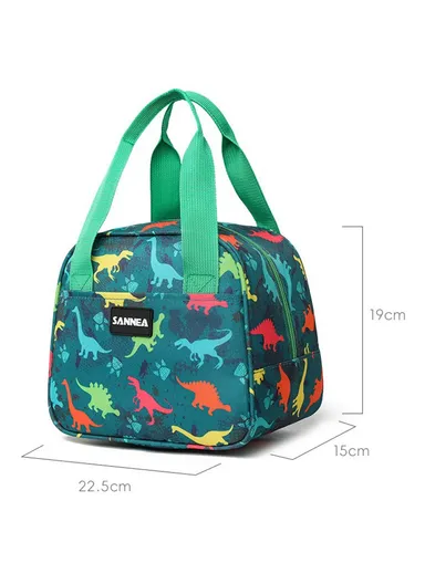 6L Insulated Lunch Bag for Kids Cartoon Design Portable Cooler Tote Oxford Fabric Pouch - Dinosaur