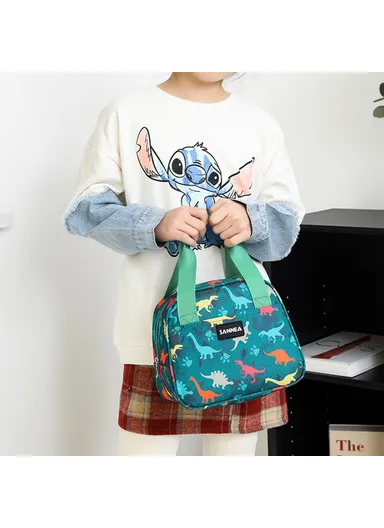 6L Insulated Lunch Bag for Kids Cartoon Design Portable Cooler Tote Oxford Fabric Pouch - Dinosaur