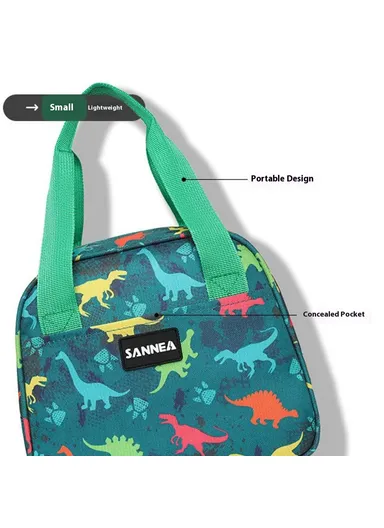 6L Insulated Lunch Bag for Kids Cartoon Design Portable Cooler Tote Oxford Fabric Pouch - Dinosaur