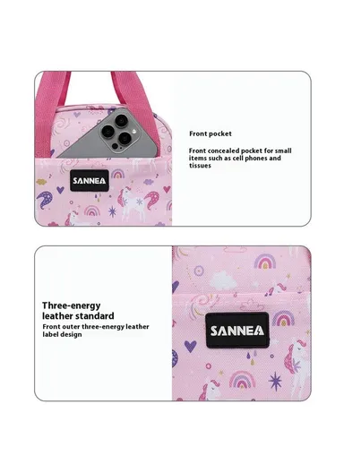 6L Insulated Lunch Bag for Kids Cartoon Design Portable Cooler Tote Oxford Fabric Pouch - Dinosaur