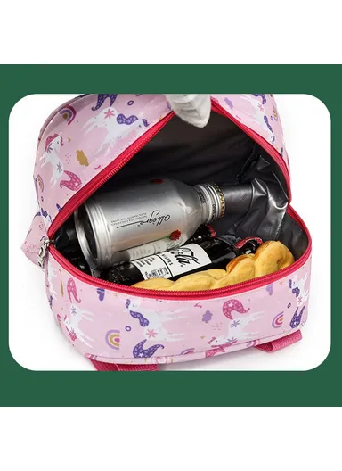 6L Insulated Lunch Bag for Kids Cartoon Design Portable Cooler Tote Oxford Fabric Pouch - Pink Horse