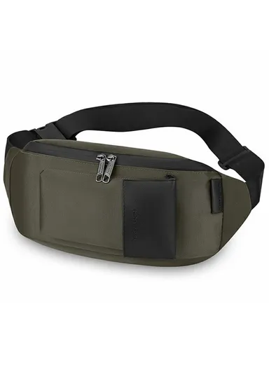 Men Running Outdoor Waist Pack Oxford Cloth Casual Sports Single Shoulder Crossbody Chest Bag - Blackish Green