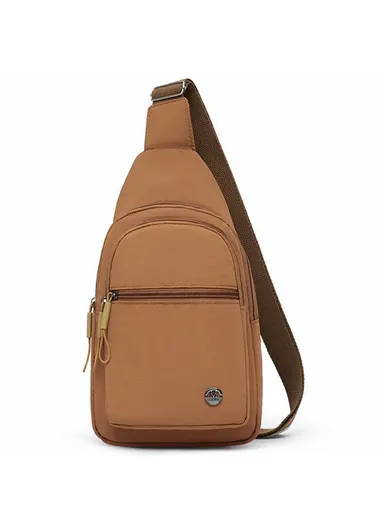 Lightweight Crossbody Bag Sports Chest Bag Sling Pack, Double Layer with Horizontal Zipper - Dark Brown