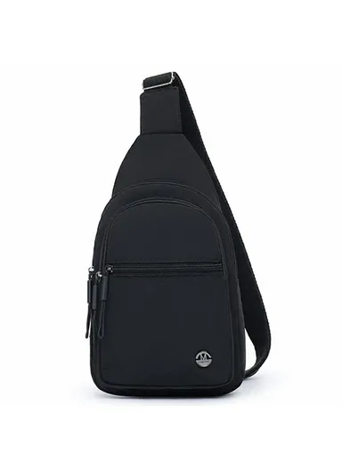 Lightweight Crossbody Bag Sports Chest Bag Sling Pack, Double Layer with Horizontal Zipper - Black