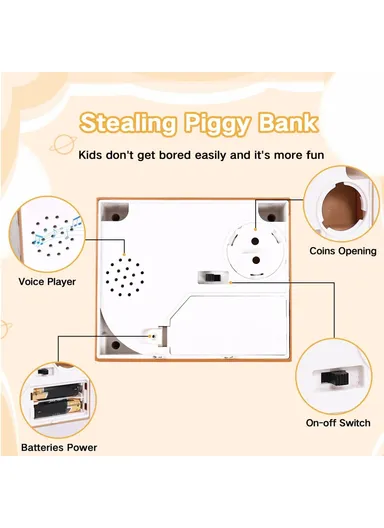 Strawberry Cartoon Money Eating Cat Piggy Bank Electronic Coin Savings Box Interactive Voice Children Toy - White Cat